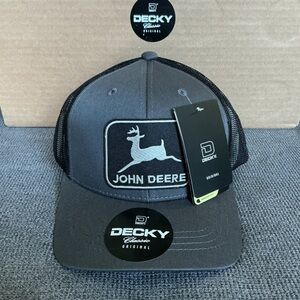 Youth Trucker SnapBack Mesh John Deere Charcoal and Black Cap w/ USA flag
